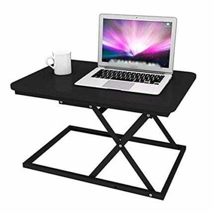 N/A Elevating Table Standing Office Computer Desk, Stainless Steel Fiberboard Foldable Desk Mobile Workbench