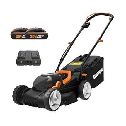 WORX Cordless Lawn Mower with 2 x 20 V Batteries, 34cm, WG779E.2