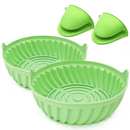 Air Fryer Silicone Pan, Silicone Air Fryer Liner 7.5 inch Air Fryer Silicone Basket Reusable Silicone Air Fryer Liner Oven Resistant Non Stick Ma