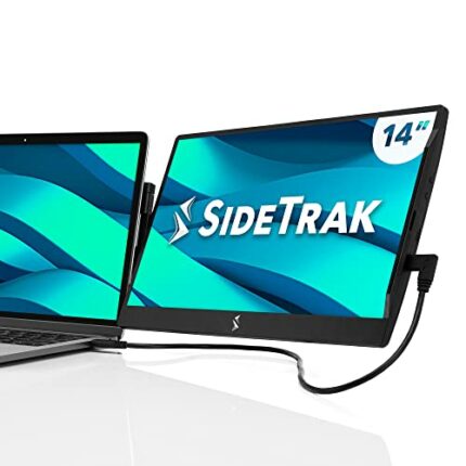 SideTrak Swivel 14” Attachable Portable Monitor for Laptop FHD TFT USB Laptop Dual Screen with Kickstand | Compatible with Mac, PC, & Chrome | Fi