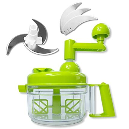 1200ml Manual Food Chopper Vegetable Cutter Chopper Manual with Handle and Cover Suitable for Onions Garlic Peppers Carrots Gingers Fruits(Green)