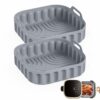 2 Pack Air Fryer Silicone Liners, Reusable Square Silicone Air Fryer Liner, Kitchen Accessories, Replacement for Disposable Parchment Paper Liner