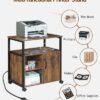 Kavonty Lateral File Cabinet,Office Filing Cabinets with Socket and USB Charging Port,Modern Rolling Printer Stand with Storage for A4, Letter Si