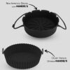 Black Silicone Air Fryer Liners Round - Ninja Air Fryer Accessories With Handle - Non-Stick, Durable, & Reusable Air Fryer Liners - 7.8 Inch & 8.