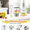YISSVIC 1100W Hand Blender for Kitchen 4 in 1 Stick Blender with 800ml Beaker 500ml Food Chopper Variable Speed Control and Working Indicator