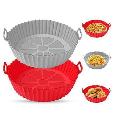 2Pcs Silicone Air Fryer Liner, Reusable Silicone Air Fryer Liner, Silicone Air Fryer Basket, Air Fryer Silicone Pot, Air Fryer Accessories, Repla