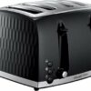 Russell Hobbs 26071 4 Slice Toaster - Contemporary Honeycomb Design with Extra Wide Slots and High Lift Feature, Black