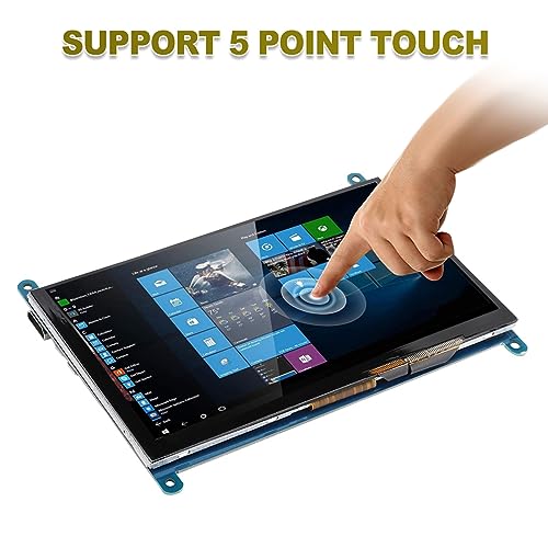 Bewinner 7 Inch HDMI LCD HD Touch Screen, 1024x600 Capacitive Monitor for Raspberry Pi, 5 Touch Points Professional Monitor for Raspberry Pi 3/2/