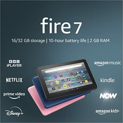 Fire 7 tablet, 7” display, 16 GB, latest model (2022 release), Black without Ads