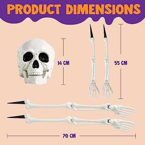 JOYIN Halloween Skeleton Ground Stakes Decoration, Full Size Skeleton Ground Stakes Prop for Yard Decoration Stakes, Outdoor Halloween Props, Hal