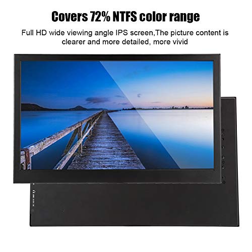 PUSOKEI 15.6in IPS Monitor, Portable Ultra-Thin 1080P Full HD Wide Viewing Screen,Double mini HDMI Input,Built-In 2x2W Speaker,Universal Display