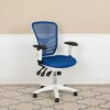 Flash Furniture Office Chair, Mesh, Foam, Polyester, Plywood, Plastic, Metal, Blue, 68.58 x 64.77 x 112.4 cm