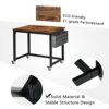 AHB Rolling Computer Desk with 4 Smooth Wheels, Simple Style Mobile Writing Desk Home Office Study Table Movable Workstation with Metal Frame (Br