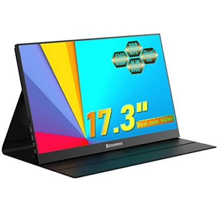 Bimawen 17.3 inch Portable Monitor IPS 100% sRGB 1080P HDR FHD FreeSync,Dual HDMI USB Type-C Monitor,PS4/Switch/PC/Mac/Compatible,1920 x 1080p,Bu