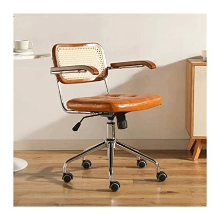 office chair gaming chair computer chair Rattan Computer Chair Retro Rotating Chair Comfortable Study Desk Seat Breathable Armrest Office Furnitu