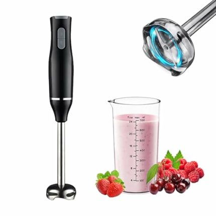Immersion Stick Hand Blender with Stainless Steel Blades, 400W Powerful Electric Ice Crushing 2-Speed Control Handheld Food Mixer,700ML Measuring