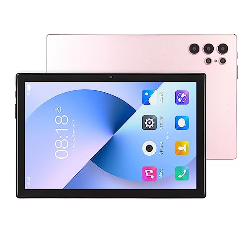 Airshi HD Tablet, Dual SIM Card 100-240V UK Plug 8 24MP Dual Camera 128GB ROM Glonass 5G Tablet for Work (Rose Gold)