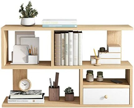 WXJLYZRCXK Bookcase Desk Storage Organizer Desktop Display Shelf Rack Multipurpose Bookshelf for Office &Amp; Home Countertop with 1 Drawers