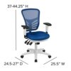 Flash Furniture Office Chair, Mesh, Foam, Polyester, Plywood, Plastic, Metal, Blue, 68.58 x 64.77 x 112.4 cm