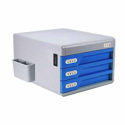 WAOBE 3 Closed Drawer Desk Storage Combination Lock Innovative With Drawer Desktop Organizer Home Office Archive Filing Cabinet For Documents, Pa