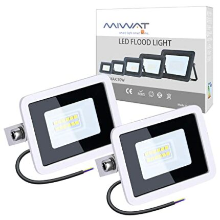 Ubanner 2 Pack White 220V 10W LED Flood Light,Cool White, IP68 Waterproof Super Bright Security Lights, Outdoor Floodlight for Yard, Garden, Play