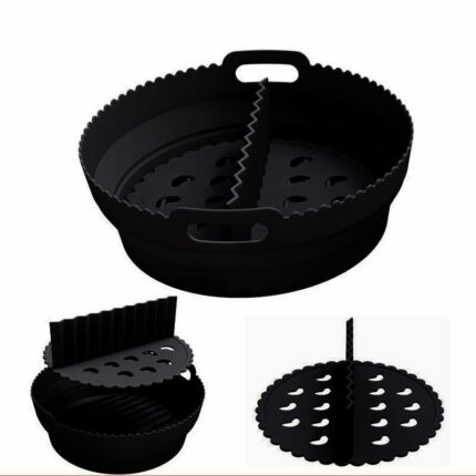 New Touch 8.3 Inch Round Silicone Air Fryer Liner with Divider - Large Reusable Air Fryer Silicone Liner for Oven, Microwave, and Air Fryer Acces