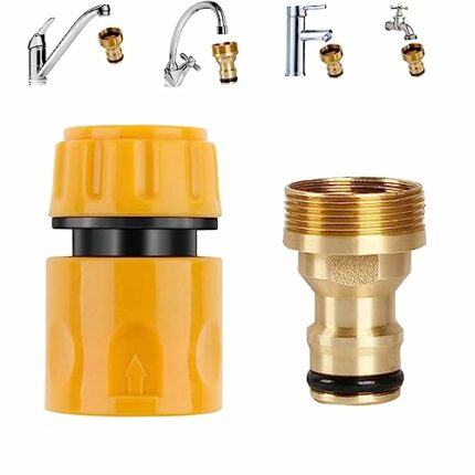 Universal Kitchen Mixer Tap Hose Connector & End Quick Connector, Kitchen Sink to Outside Hose Pipe Fitting,Universal Kitchen Tap Connector,for S