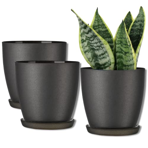 ORTEN Plant Pot Indoor Plastic Flower Pots for All House Plants, Herbs, Cactus, Orchid, Succulents Matt Colours, Set of 3 (Ø 12cm (4.72 in), Matt