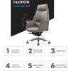 YT.JYUERI Relax Comfortably Safe Managerial Chairs Leather Office Chair High Back Home Desk Chair Grey Computer Chair with Armrest Executive Offi