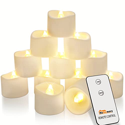 Homemory Pack of 24 7-Color Changing Tea Lights with Batteries, Long-Lasting Battery Operated LED Flameless Tea Light Candles, White Base, Ideal