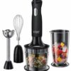 Russell Hobbs 24702 Desire 3 in 1 Hand Blender with Electric Whisk and Vegetable Chopper Attachments, Matte Black