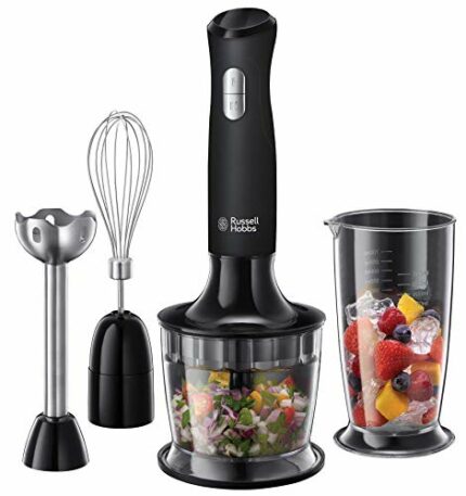 Russell Hobbs 24702 Desire 3 in 1 Hand Blender with Electric Whisk and Vegetable Chopper Attachments, Matte Black