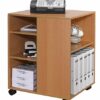 Durable Multi-Functional Trolley | Made of Strong Melamine | Beech Colour | Ideal for Storing Documents, Folders, Etc. In an Office Environment