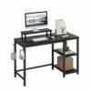HEEYUE Computer Desk, Industrial Writing Desk with 2-Layer Storage Shelves and Headphone Hook, PC Laptop Table with Monitor Stand,Gaming Desk for