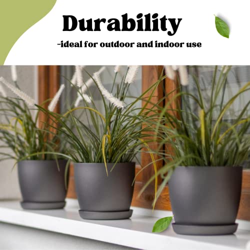 ORTEN Plant Pot Indoor Plastic Flower Pots for All House Plants, Herbs, Cactus, Orchid, Succulents Matt Colours, Set of 3 (Ø 12cm (4.72 in), Matt