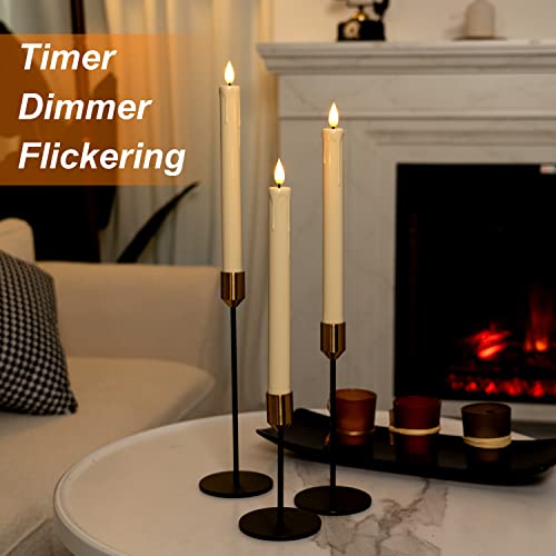 Homemory 6 Pcs LED Flameless Taper Candles with Remote, Flickering Battery Operated CandleSticks, Plastic Window Candles, 24CM for Halloween Chri