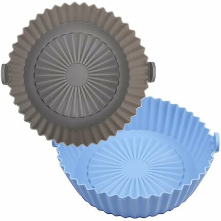 2 Pcs 5.7inch Air Fryer Silicone Liners, Reusable Round Air Fryer Silicone Pot Food Grade Lliners for Air Fryer Baskets Air Fryer Baking Accessor