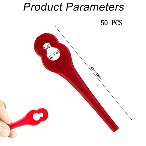 DHinkyoung 50 Pcs Plastic Grass Trimmer Blades, Durable Lawn Mower Replacement Blades Compatible with Terratek Cordless Strimmer 18V/20V, TTCGT18