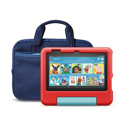 Fire 7 Kids tablet (16 GB, Red) + NuPro Zipper Sleeve (Navy/Blue)
