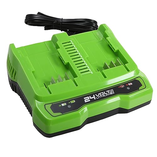 Greenworks 24V Dual Slot Charger. Universal 24V Battery Charger for Garden and Power Tools. Charges 4Ah Battery in 60 Mins. Original Greenworks C