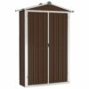 LUKEO Garden Shed Brown 107.5x46x183 cm Galvanised Steel Outdoor Storage Space
