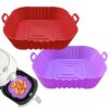 ZHONYEE 2 Pack Square Air Fryer Silicone Liners, Reusable Heat-Resistant and Food Safe Air Fryer Accessories, Easy Cleaning, Top 8.6 Inch Bottom