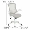 EMMA + OLIVER Mid-Back Light Gray Mesh Ergonomic Task Office Chair, White Frame - Flip-Up Arms