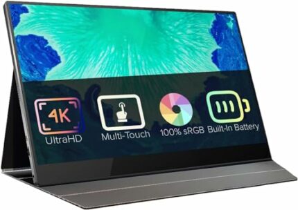 DroiX 15.6" 4K Portable Touchscreen Monitor S23B-5 with Adobe RGB. Stunning visuals, seamless connectivity, and built-in battery for entertainmen