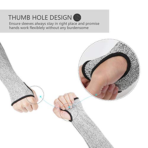 Cut Resistant Sleeves with Thumb Hole, Level 5 Protection, Slash Resistant Safety Protective Arm Sleeves