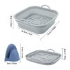 Silicone Air Fryer Liner, Tower Air Fryer Accessories， 8.3Inch Square Air Fryer Basket, Air Fryer Silicone Liners Reusable, 2Pcs Foldable （Bule a