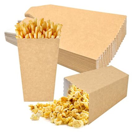 50 Pcs Kraft Paper Popcorn Favor Boxes, Reusable Cardboard Candy Containers, 3 Sizes Popcorn Carton Treat Box for Theater Carnival Birthday Weddi