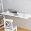 SKOAJAS White Wall Mounted Floating Folding Desk,Drop-leaf Dining Table,Fold Down Hideaway Workbench,for Small Spaces,Bedroom,Home Office,Balcony