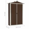 LUKEO Garden Shed Brown 107.5x46x183 cm Galvanised Steel Outdoor Storage Space