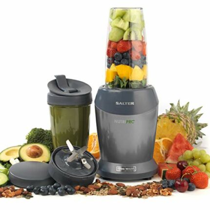 Salter EK2002V4SILVER NutriPro 1000 Blender - Multifunction Cold Beverage Smoothie Maker, Healthy Juicer, Nutrient Extractor, 2 Blending Cups (80